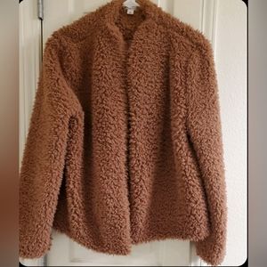 Women's MELROSE & and MARKET Dusty Rose Mauve Fuzzy Teddy Bear style coat Size M